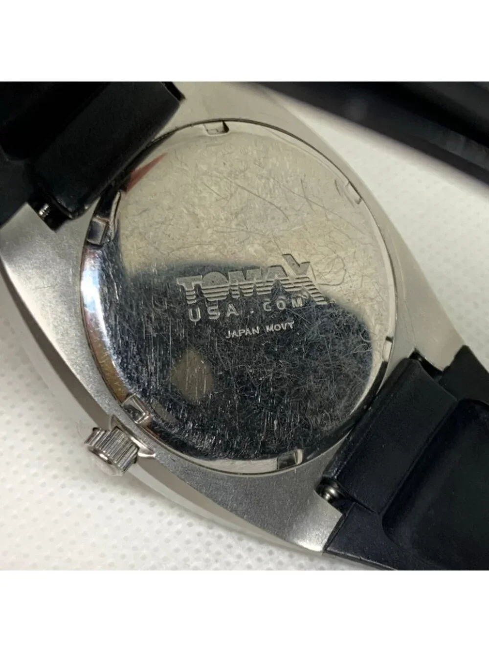 C USA Tomax men’s date watch silver tone 37mm quartz Japan glowing running